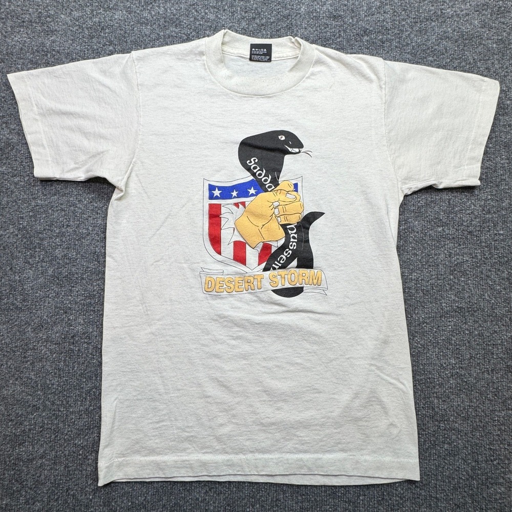 Screen Stars Best Mens M White Vintage Desert Storm T Shirt Made in USA